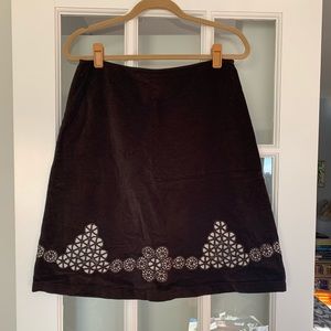 Anthropologie Odille Brown Blue Brushed Velvet Skirt 6